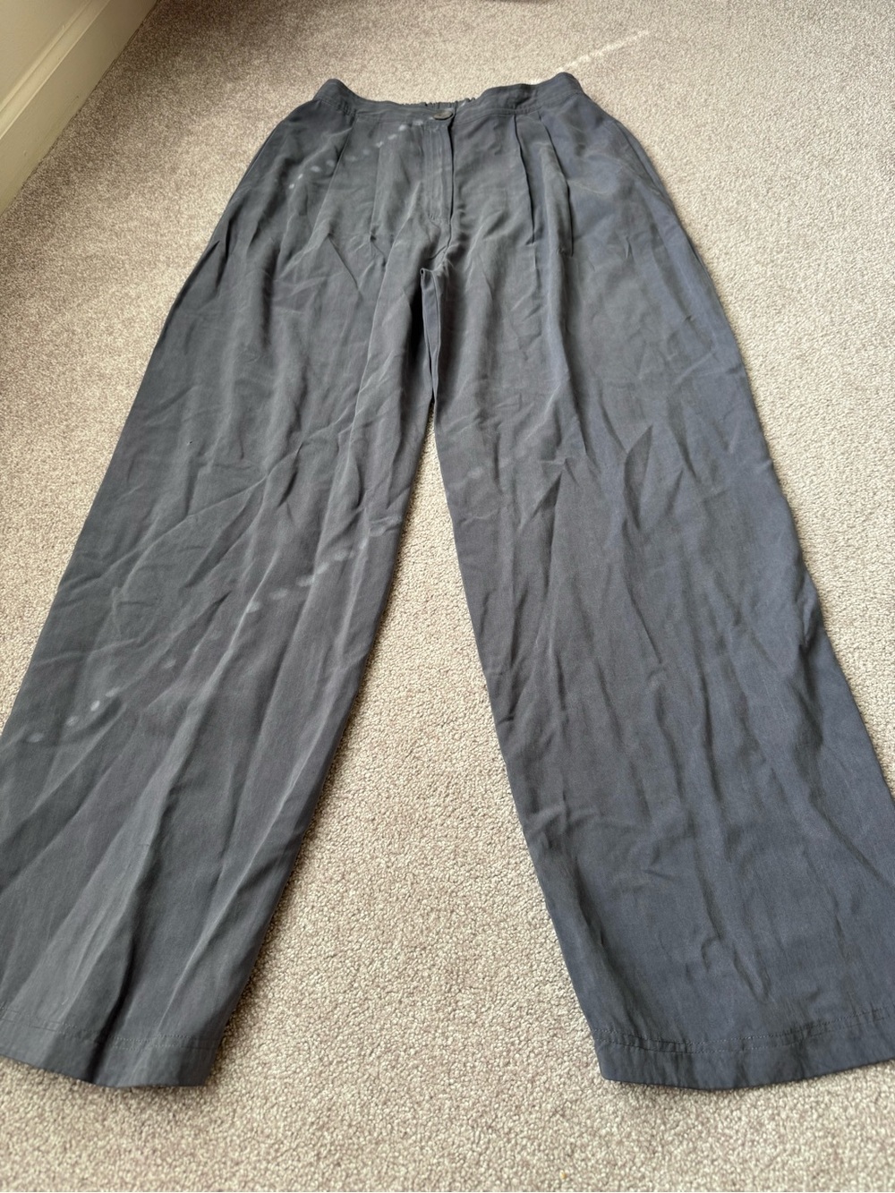 Saks Fifth Avenue Women's Gray Wide-Leg Pleated Trousers